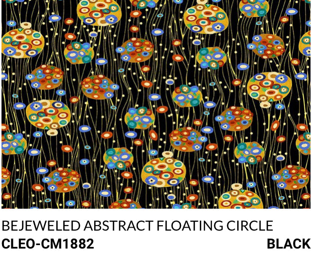 Timeless Treasures Cleo - CM1882 Bejeweled Abstract Floating Circle Black