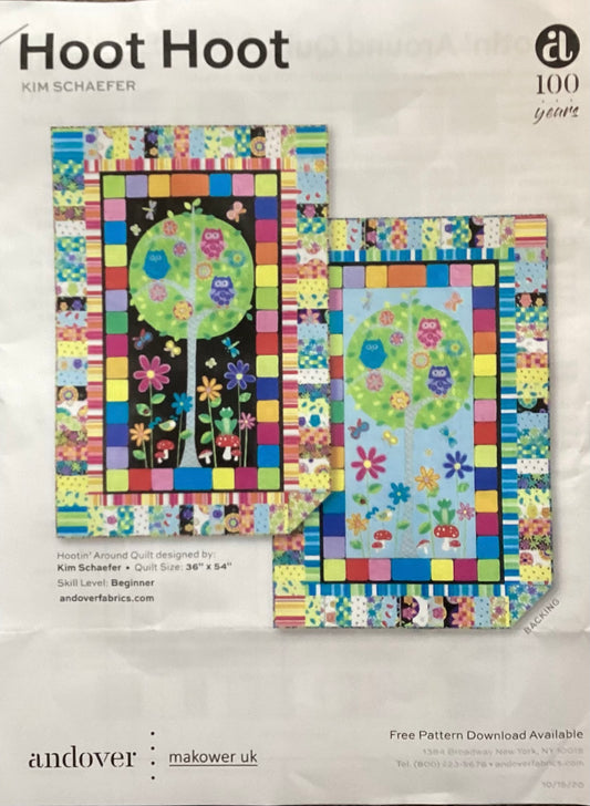 Hootin’ Around Quilt Kit designed by Kim Schaefer Using Hoot Hoot Line from Andover Fabrics 36” x 54”