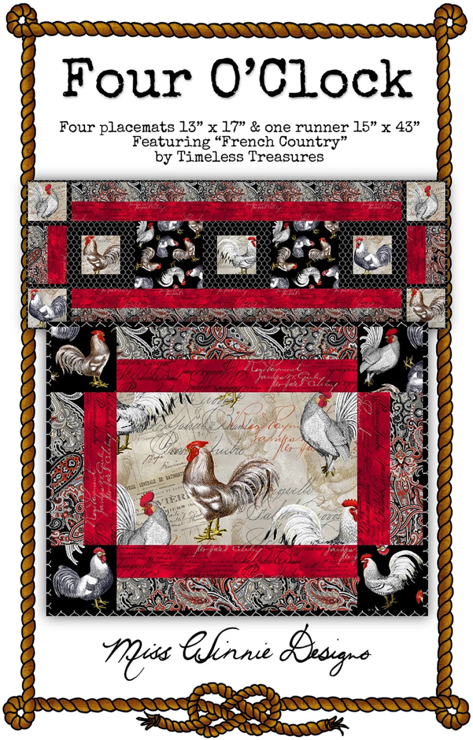 Four O’Clock Placemats 13” x 17” and Table Runner 15” x 43”