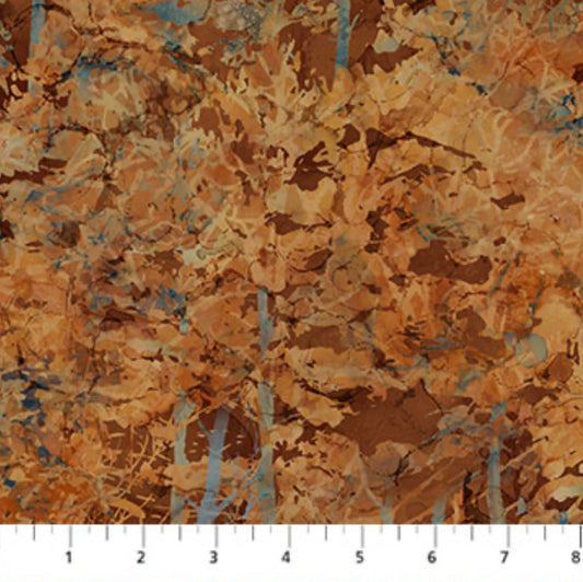 Northcott Silk USA Fox Den Collection DP28335-36 Dark Rust Trees