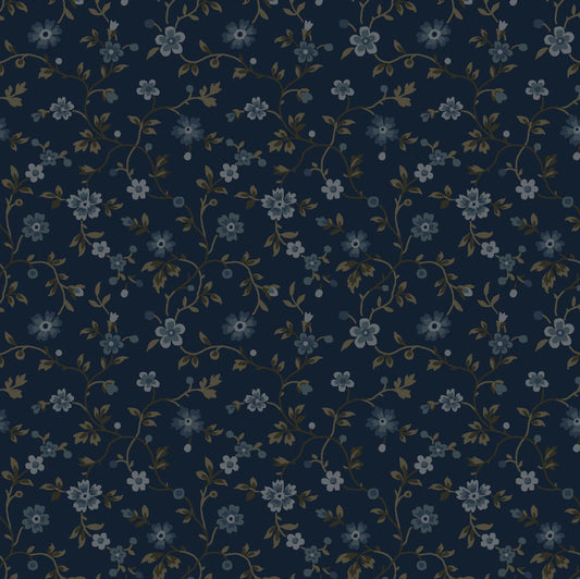 Maywood Studio Dark & Stormy MAS10442-N Floral Vine - Navy