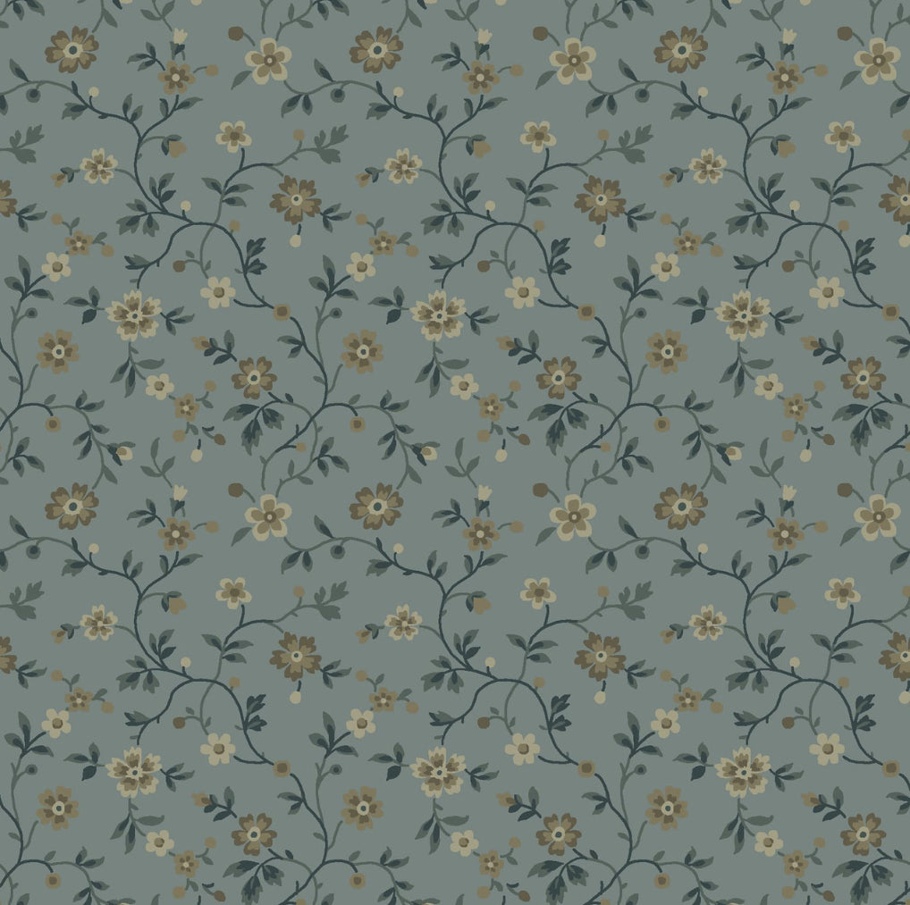 Maywood Studio Dark & Stormy MAS10442B Floral Vine - Blue