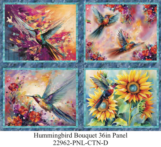Hummingbird Bouquet 36” Panel 22962-PNL-CTN-D