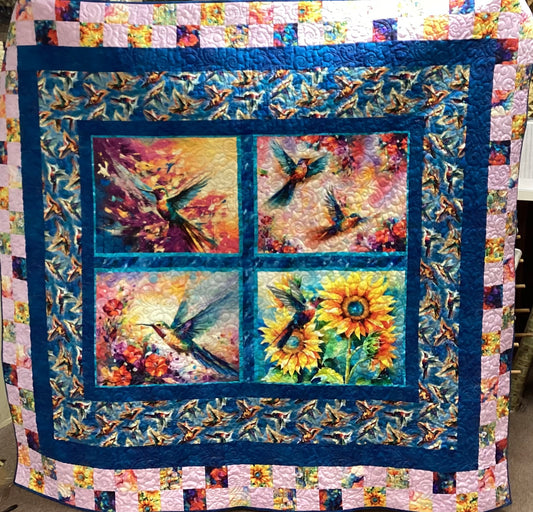 Hummingbird Bouquet Quilt Kit 63 1/2” x 68 1/2”