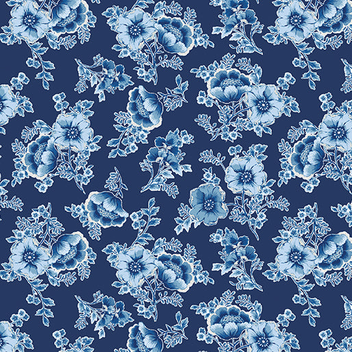 Benartex Bluesette Flower Dark Blue 13446-55