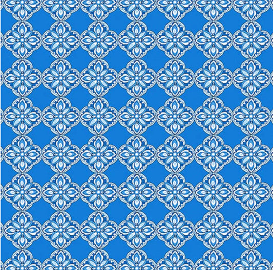 Benartex Bluesette Diamond Medallion Ocean Blue 13448-53