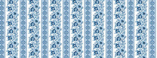Benartex Bluesette Floral Stripe Light Blue 13445-54