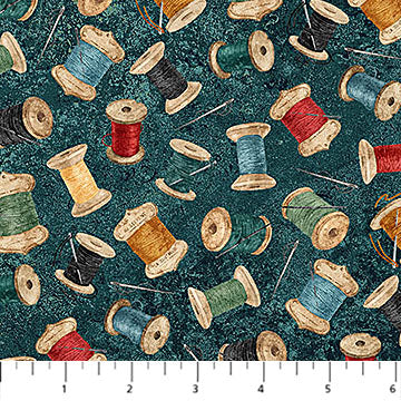 Northcott Stonehenge Stitchin’ DP28345-68 Teal Multi Threads