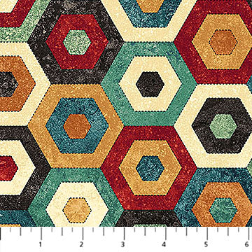 Northcott Stonehenge Stitchin’ DP28350-12 Beige Multi Hexie