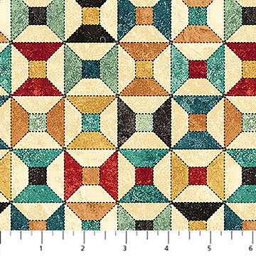Northcott Stonehenge Stitchin’ DP28351-12 Beige Multi Bobin Quilt
