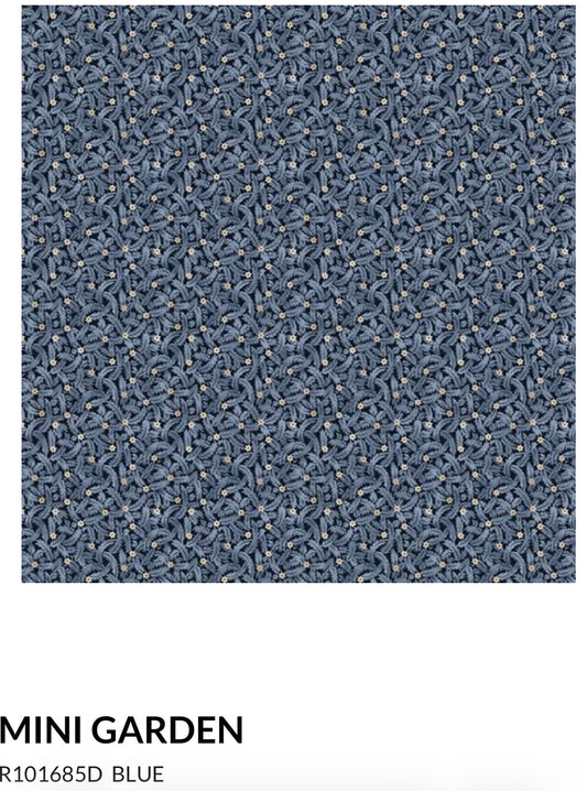 Marcus Fabrics Grace Elizabeth Collection by Carrie Quinn of Pieceful Gathering Quilt Shop, Mini Garden R101685D Blue