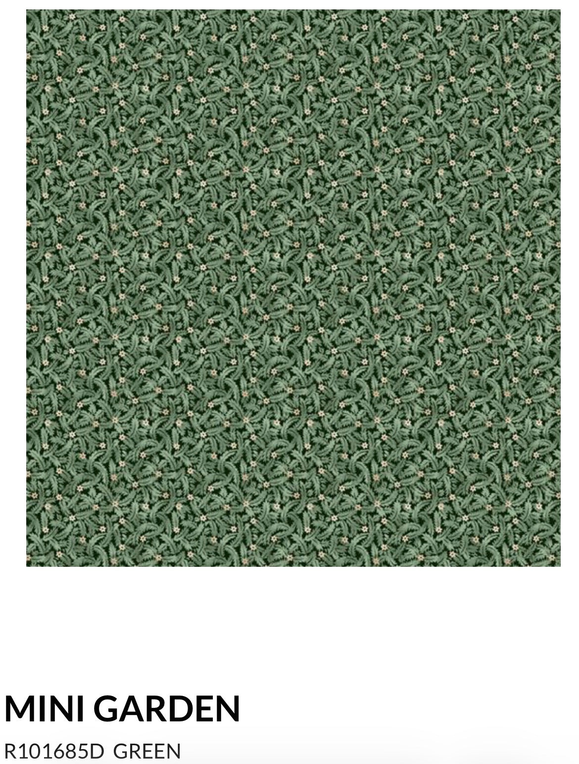 Marcus Fabrics Grace Elizabeth Collection by Carrie Quinn of Pieceful Gathering Quilt Shop, Mini Garden R101685D Green