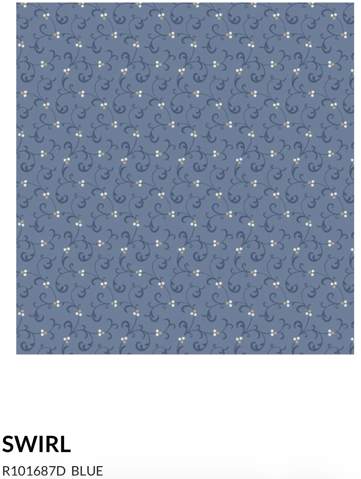 Marcus Fabrics Grace Elizabeth Collection by Carrie Quinn of Pieceful Gathering Quilt Shop, Swirl R101687D Blue