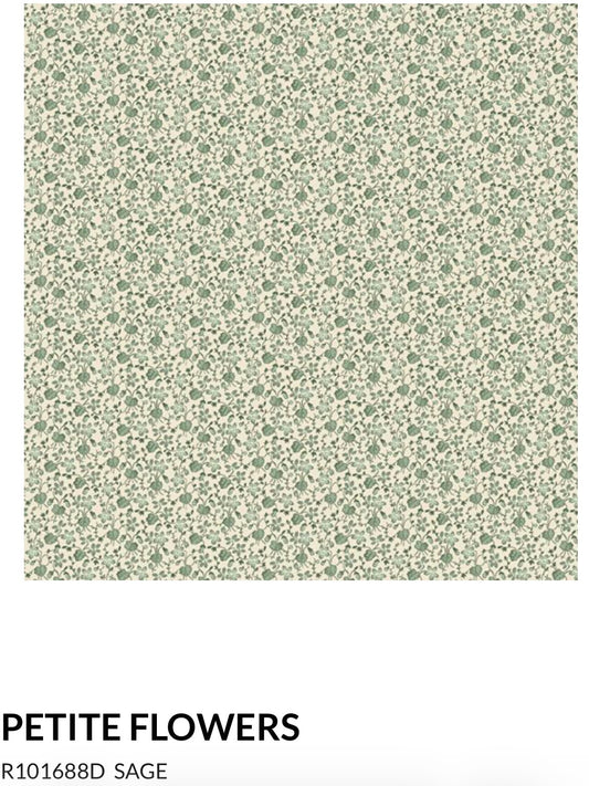 Marcus Fabrics Grace Elizabeth Collection by Carrie Quinn of Pieceful Gathering Quilt Shop, Petite Flowers R101688D Sage