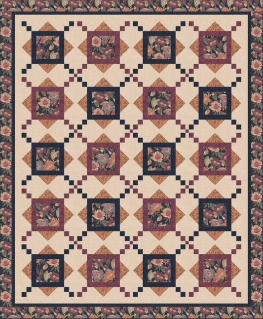 A Garden of Stitches Quilt Kit (Dark Version) 80” x 97”