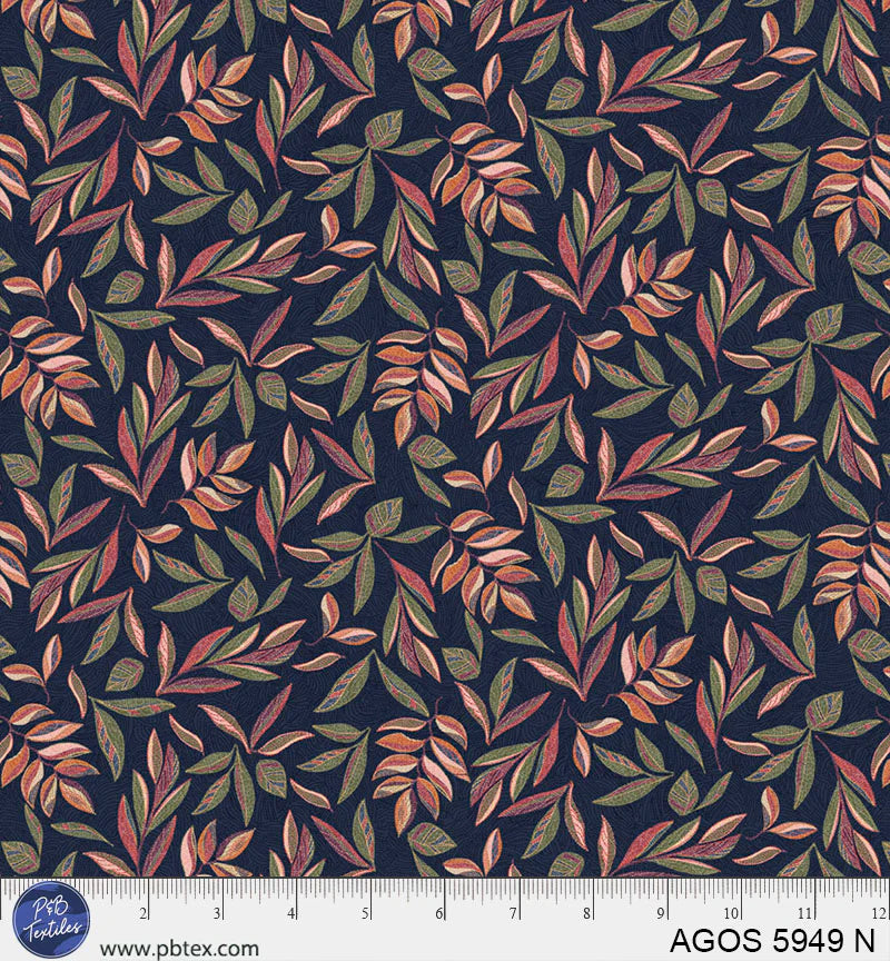 A Garden of Stitches Tossed Embroidered Leaves AGOS 05949 N