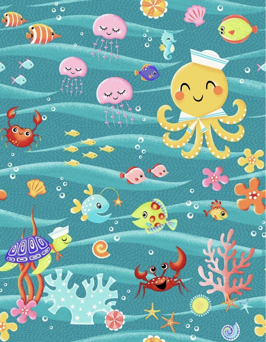 Patrick Lose Fabrics Enchanted Seas Panel 36” x 45”