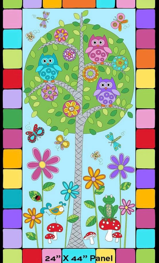 Hoot Hoot Family Tree Panel with Blue Background