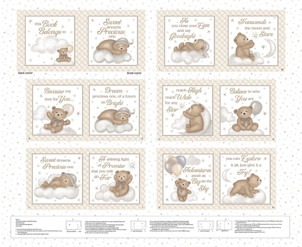 Sleepy Teddy Bear Book Panel