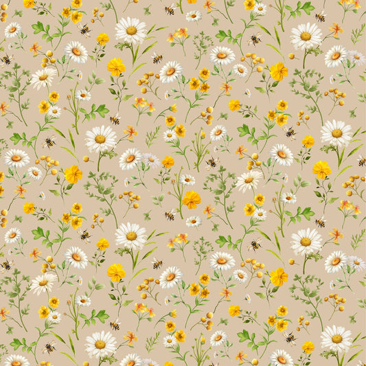 Timeless Treasures Fleur-CD3884 Tan