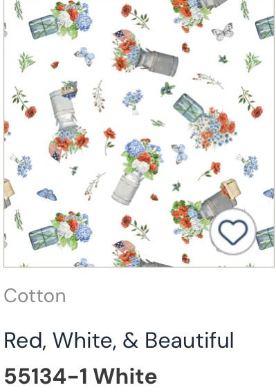 America The Beautiful by Leslie Trimbach for Windham Fabrics #55143-1 Red, White & Beautiful White
