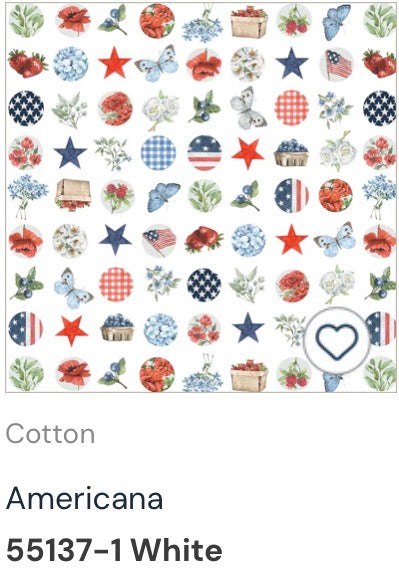 America The Beautiful by Leslie Trimbach for Windham Fabrics #55137-1 Americana White
