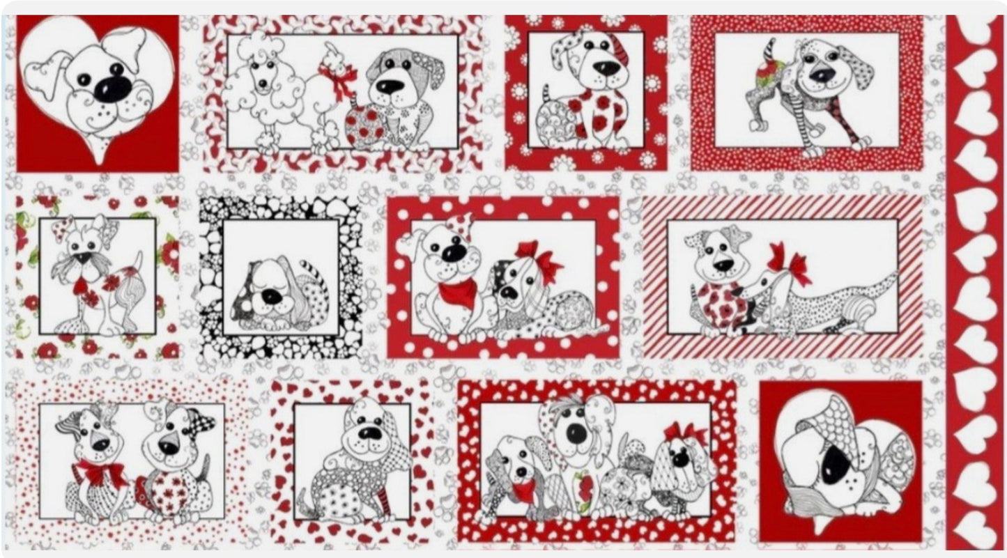 Loralie Designs Puppy Love Panel Approximately 24” x 45”
