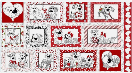 Loralie Designs Puppy Love Panel Approximately 24” x 45”