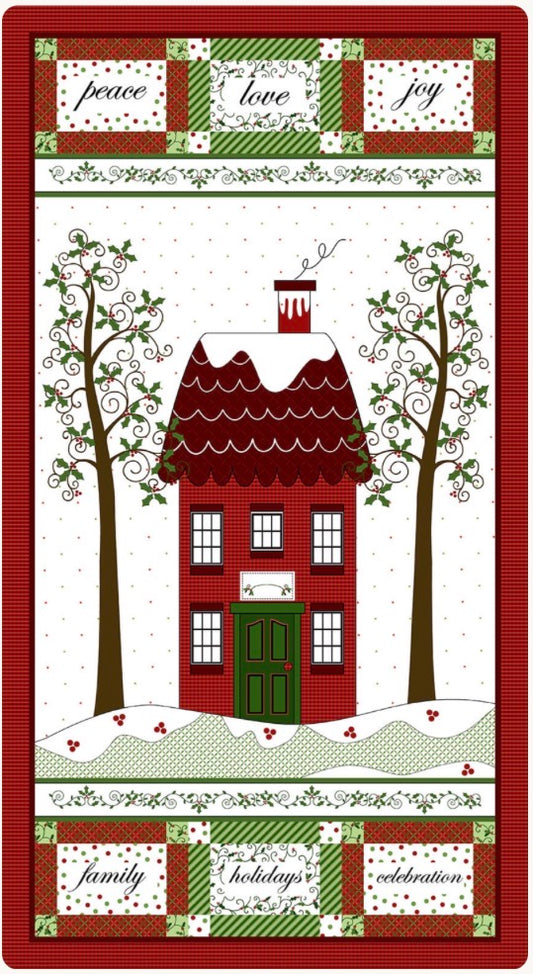 Holly Hill Christmas Panel by Mary Jane Carey of Holly Hill Quilt Designs for Henry Glass & Co. Approximately 24” x 45”