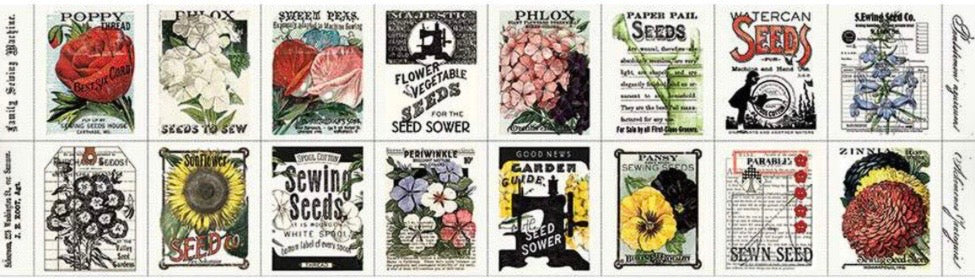 Riley Blake Designs Sewing Seeds III by J. Wecker Frisch Family Sewing Machine Panel CD15683 White