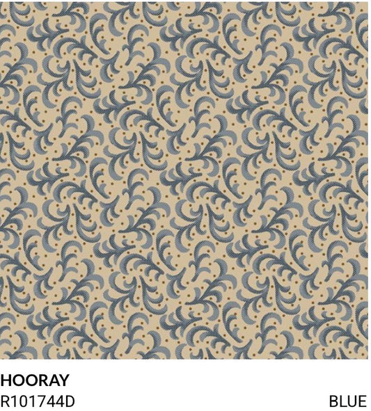 American Icons fabric by Carrie Quinn for Marcus Fabrics Hooray Blue R101744D