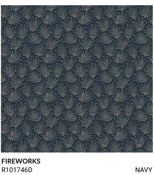 American Icons fabric by Carrie Quinn for Marcus Fabrics Fireworks Navy R101746D