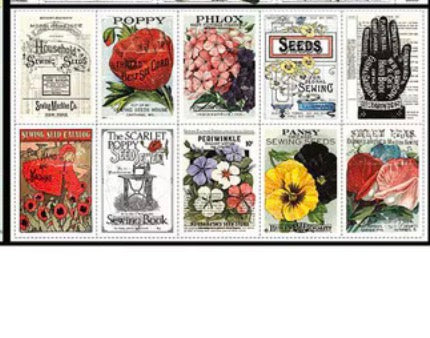 Riley Blake Designs Sewing Seeds III by J. Wecker Frisch “Seed Company Catalog” Panel Approximately 24” x 45”