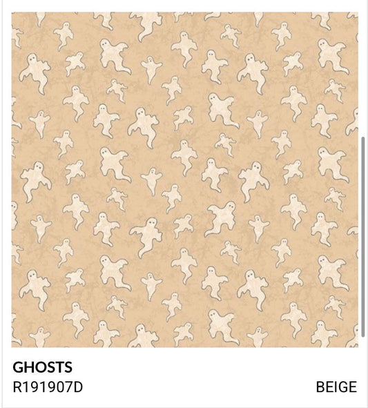 Marcus Fabrics Halloween Haunts by Designer Cindy Staub Ghosts R191907D Beige