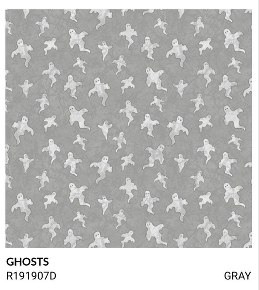 Marcus Fabrics Halloween Haunts by Designer Cindy Staub Ghosts R191907D Gray