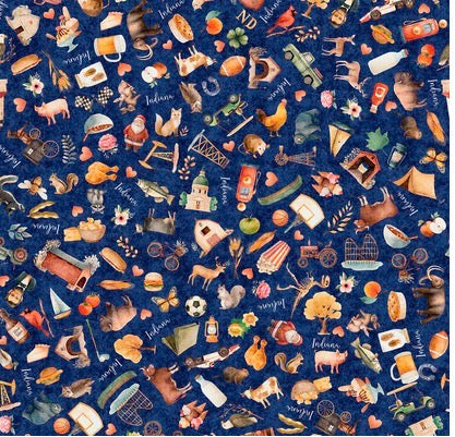 Indiana Shop Hop 2026 IN Icons Navy 2600-32024-N