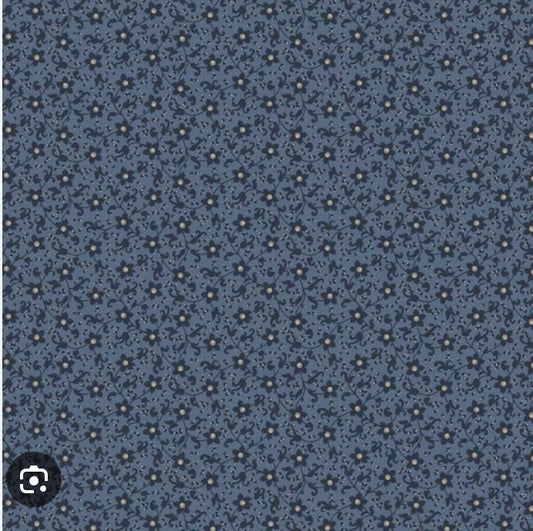 Marcus Fabrics Grace Elizabeth Collection by Carrie Quinn of Pieceful Gathering Quilt Shop, Flower Scroll R101686D Blue
