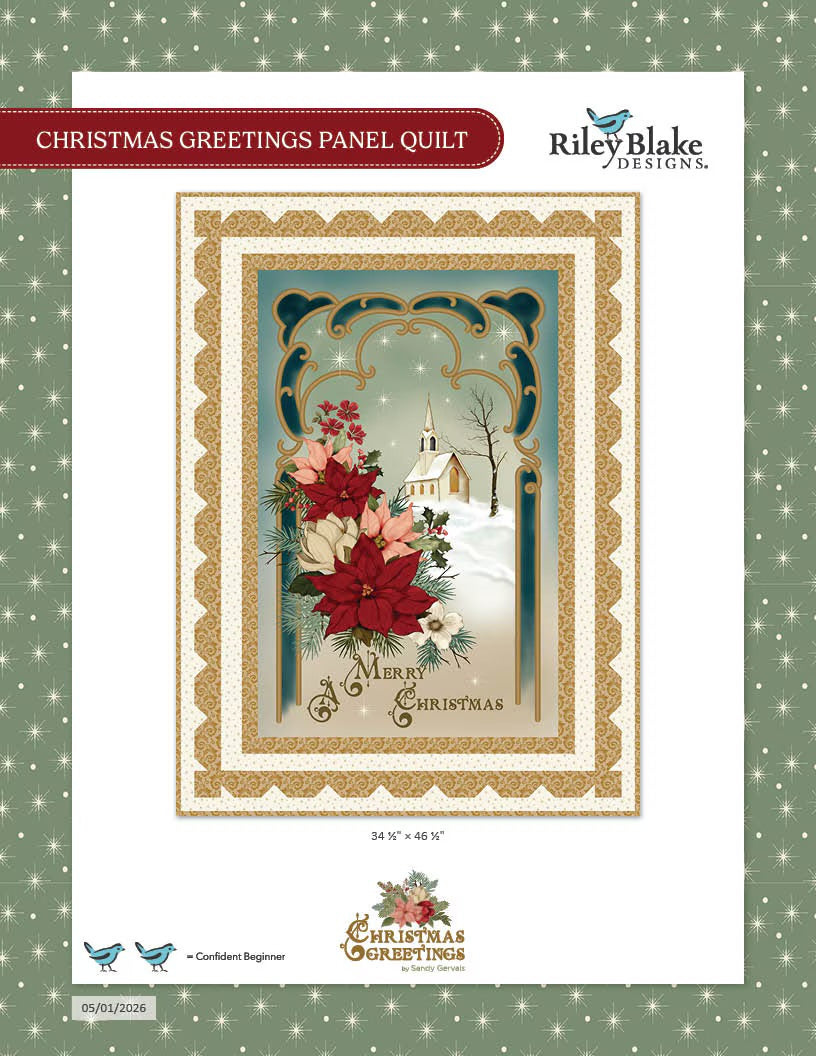 Christmas Greetings Panel Quilt Kit 34 1/2” x 46 1/2” Plus a Bonus